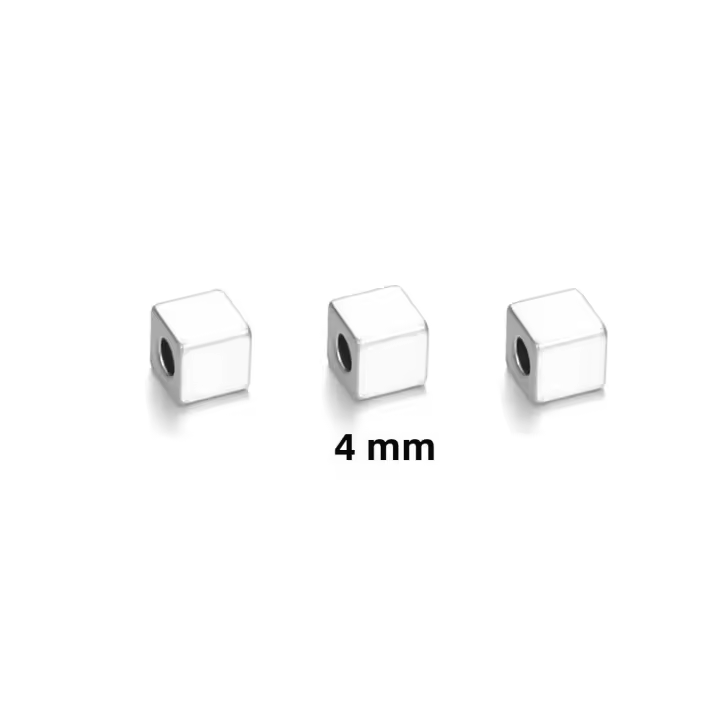 50Pcs Cubos De Acero Inoxidable Para Joyería DIY 2.5mm 3mm 4mm 6mm Bolas Espaciadoras Cuadradas Libres Para Pulseras Pendientes - 1