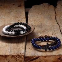 Pulsera De Rosario Para Hombres Y Mujeres Con Piedras Naturales Y Madera Hematita Onix Joyería De Yoga Meditación Pulsera Cruz - details 3