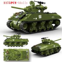 Bloques De Construcción Militar Sherman M4A3 Tanque Medio UK Churchill KV-1 Panzer IV T-34 Juguetes Educativos Para Niños Regalos Para Adultos - details 0