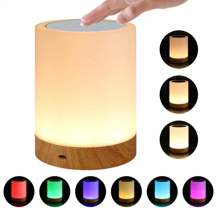 Lámpara Nocturna LED Táctil Recargable USB RGB Para Dormitorio Luz De Ambiente Portátil Dimmable Decorativa Para La Cama - 1