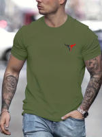 Camiseta De Verano Para Hombre 100% Algodón Casual Suave Con Estampado De Toros Cuello Redondo Manga Corta Top De Moda Streetwear - details 5