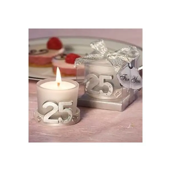 Lote de 10 a 50 Velas 25º Aniversario en Caja de Regalo - Recuerdos para Bodas de Plata Detalles y Regalos Originales - 1
