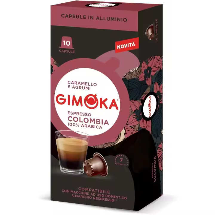 Cápsulas de aluminio - Compatible Para Nespresso - Gimoka - 10 Cápsulas - Sabor COLOMBIA - Resistencia 7 - Made In Italy - 1