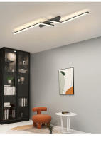 Lámpara De Techo Moderna LED En Forma De Línea Para Sala De Estar Comedor Dormitorio Y Estudio Iluminación Dorada Y Negra Incluye Bombillas Montaje Fácil - details 8