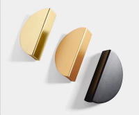 Manija De Puerta De Armario Semicircular En Aleación De Aluminio Dorada Externa Para Muebles Modernos Tamaño 64mm - details 8