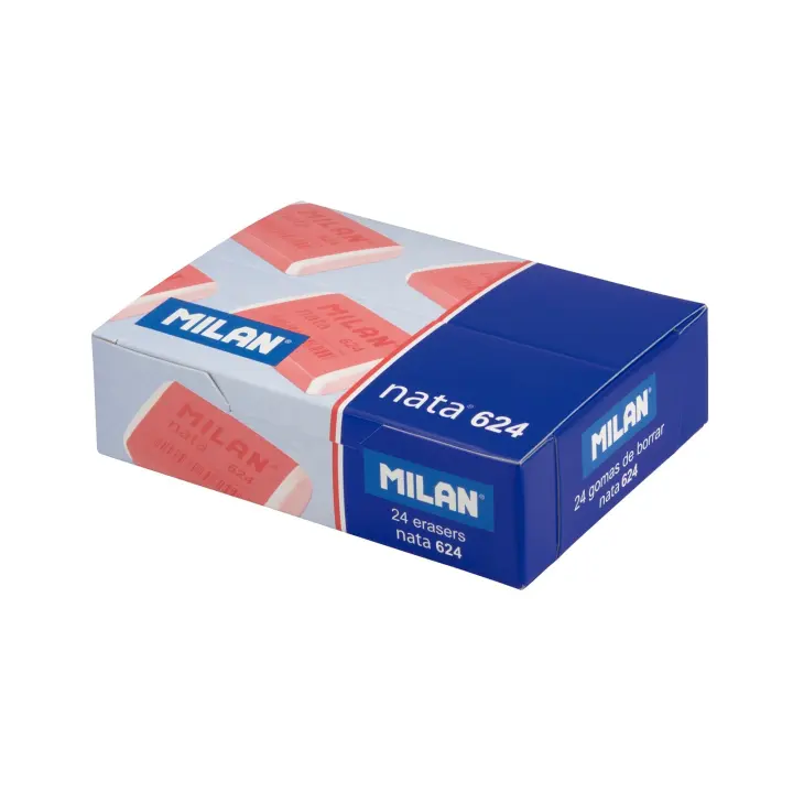 MILAN - Caja 24 Gomas de Borrar Nata 624 con Celofán Rosa - 1