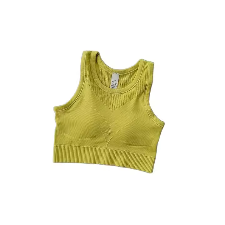 Sudadera Deportiva Sin Costuras Para Mujer Con Almohadillas Fijas Push up Antigolpes Top De Gimnasio Para Yoga Running Fitness Vest - 1