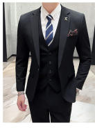 Traje De Boda Elegante Y Casual Para Hombres Estilo Británico Coreano Slim Conjunto De Chaqueta Chaleco Y Pantalones Para Oficina Y Celebraciones - details 5