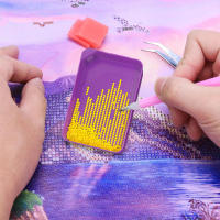 Tazón De Diamantes Para Pintura Grande Capacidad DIY Mosaico Artesanías 5D Herramienta De Plástico Morado Para Manualidades - details 2