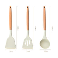 Juego De Utensilios De Cocina Ecológicos De Silicona Con Mango De Madera No Adherente Cuchara De Silicona Para Sopa Set De Cocina Resistente Al Calor - details 6