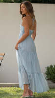 Vestido Maxi Bohemio De Verano Para Mujer En Chiffon Floral Sin Mangas Cuello En V A-Line Largo Con Espalda Descubierta Y Volante - details 25