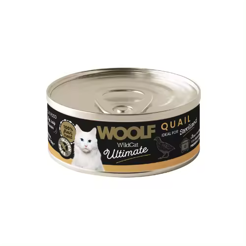 Latas de Codorniz para gatos Esterilizados 85gr - Alimentación húmeda Woolf Ultimate - 1