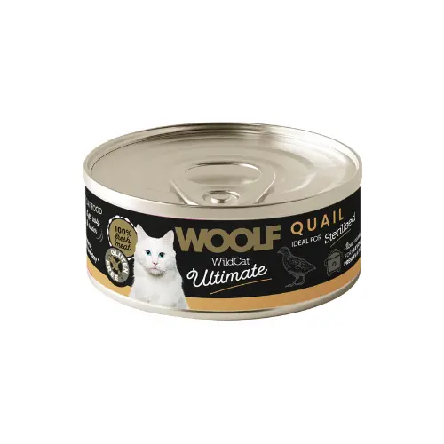 Latas de Codorniz para gatos Esterilizados 85gr - Alimentación húmeda Woolf Ultimate - 1