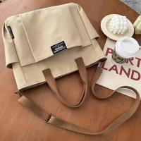 Bolso De Hombro Único De Lona Para Mujer Estudiante Capacidad Grande Estilo Minimalista Urbano Diagonal Cruzado Ecológico - details 20
