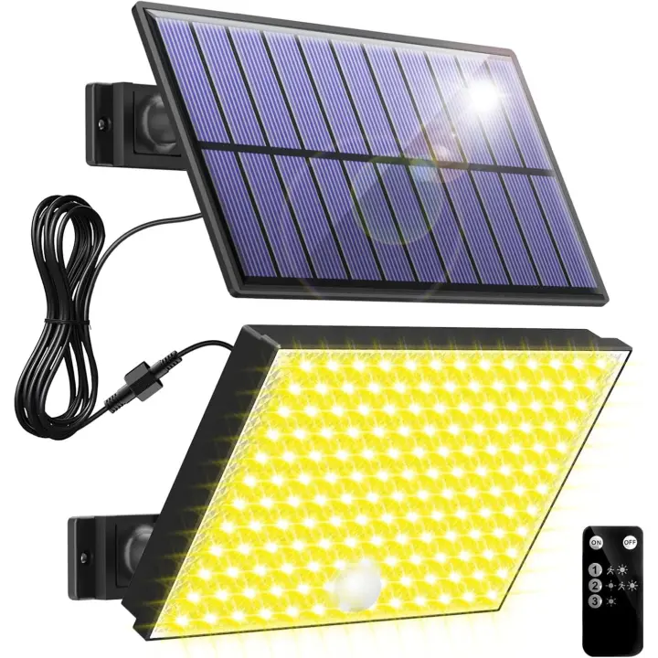 Luz Solar Exterior,400LED Focos Led Exterior Solares 3 Modos, Blanco Frío Impermeable Luces Solares Led exterior Jardin para Seguridad e Iluminación(2 Paquete [Clase de eficiencia energética A ++]) - 1