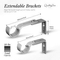 Soportes para Barra de Cortina, 2 piezas with longitudinal adjustable de 9 to 12 cm, juego de soportes de Barra de Cortina de metal with tornillos para postes, Barra de pared, resistentes y resistentes al óxido - details 1