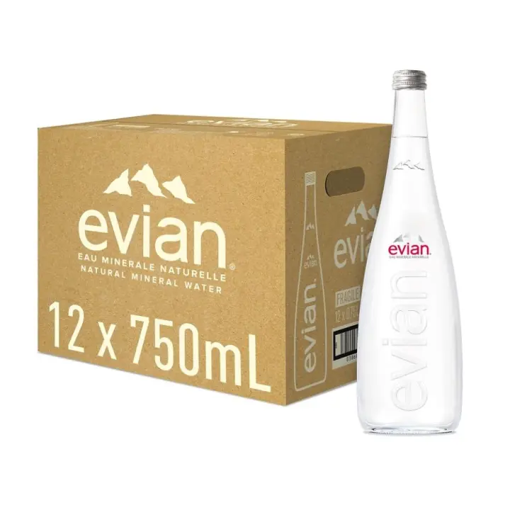 EVIAN Agua mineral natural 75cl Cristal 12 Botellas - 1