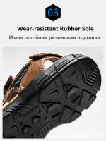 Sandalias Clásicas Para Hombre Verano Cuero Genuino Ligero Casual Moda Talla 38-46 Sandalias De Exterior Con Cierre De Correa Y Hebilla - details 7