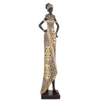 CAPRILO REGALOS & DECORACIÓN Figura Decorativa Étnica de Resina "Africana con Vestido". Adornos y Esculturas. Regalos Originales. Decoración Hogar. 12 x 9 x 53 cm. - details 0