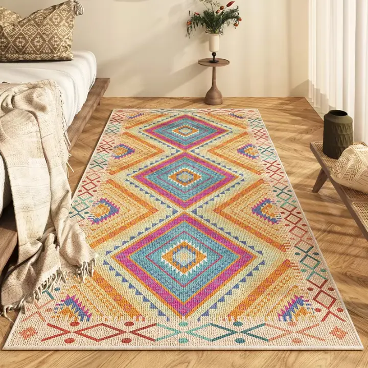 VIKAMA Alfombra Bohemia Estilo Luz Y Lujo Marruecos Boho Para Sala De Estar Dormitorio Cama Sofá Decoración Del Hogar Fácil De Limpieza Alfombra De Piso - 1