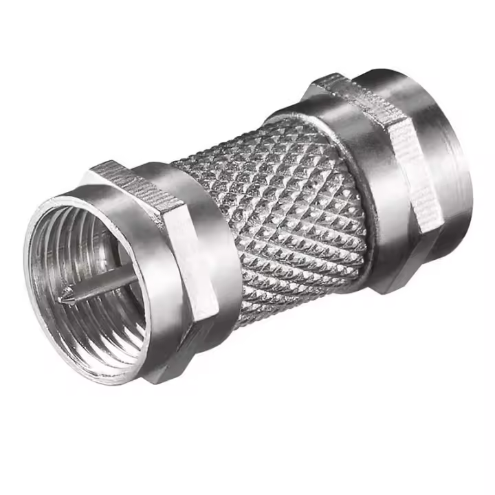 CABLEPELADO Adaptador F Macho a F rápido Macho | Adaptador de Tipo F Macho a Macho | Conector satélite Antena Macho | Apto Cables coaxiales RG59 y RG6 de Tipo F | Recto | Zinc | 1 Unidad - 1