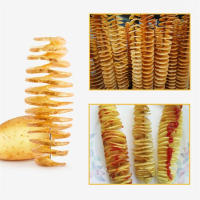 LMETJMA Cortador De Patatas En Torbellino Espiralizador De Verduras Para Chips Con 4 Palillos Eco-amigable Acero Inoxidable JT99 - details 8