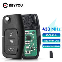 Llave De Coche KEYYOU 433MHZ 4D60 Chip Compatible Con Ford Fusion Focus Mondeo Fiesta Galaxy ABS Plegable Para Automóvil - details 0