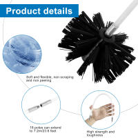 Kit De Cepillo Para Limpieza De Campana Extensible Con 18 Pies Y Mango De Madera Herramienta De Limpieza De Conductos Para Lavavajillas Y Secadora - details 1