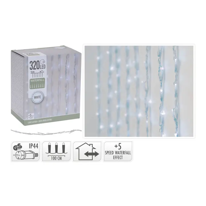 Cortina 320 Leds Blanco Frio Con 5 Funciones  1X2M - 1