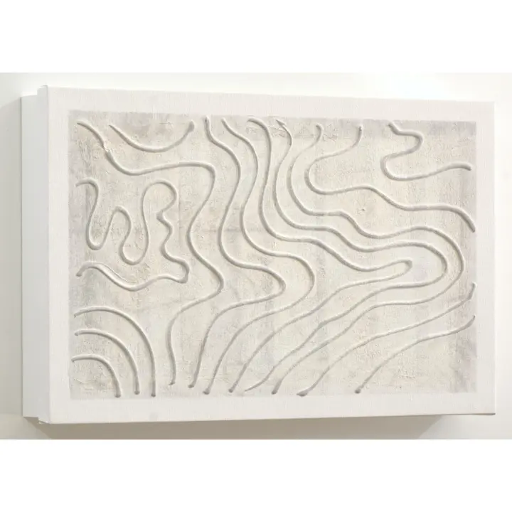 Cuadroexpres - Tapa de Contador Pintada a Mano 37x22x4 cm (41x26x6 medida exterior) Minimalista, Ondas en gris y blanco, Con tornillos para colocar en la pared. Moderna, 100% Original, Muy Decorativa. Fabricada en España - 1