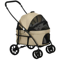 PawHut Carrito para Perros 2 en 1 Cochecito para Perros Plegable Cochecito para Mascotas con 2 Correas de Seguridad Cojín y Marco de Acero - details 0
