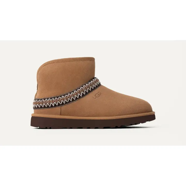 UGG BOTINES DE PIEL CLASSIC MINI CRESCENT MARRÓN - 1