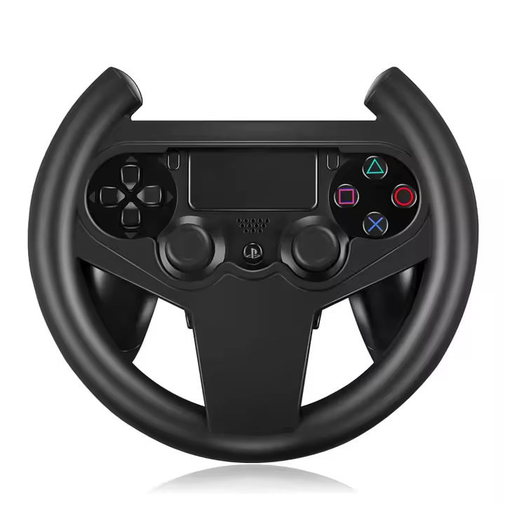 DAM Volante para mando de PS4. Ajuste perfecto. Juegos racing, simulación, coches. 18x4,5x16,5 Cm. Color: Negro - 1