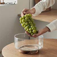 Bol De Frutas De Vidrio Creativo Con Base De Madera Para Ensalada Snacks Popcorn Nueces Contenedor De Almacenamiento Para Hogar Navidad - details 1