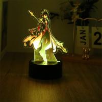 Lámpara 3D Genshin Impact Luz Nocturna LED Figuras Anime Zhongli Raiden Shogun Control Remoto RGB Colores De Sueño Decoración Para Habitación De Niños Regalos Para El Hogar - details 11
