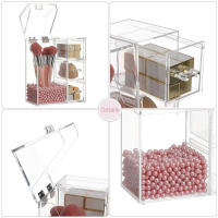 Organizador De Maquillaje Transparente Con Cajones Y Caja De Almacenamiento Con Tapa Y Perlas Para Almacenar Herramientas De Maquillaje Y Joyería - details 1