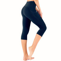 Leggings Capri Para Mujer Cintura Alta Con Bolsillos Ropa Deportiva Yoga Pantalones Capri Para Ejercicio Material Poliéster - details 3