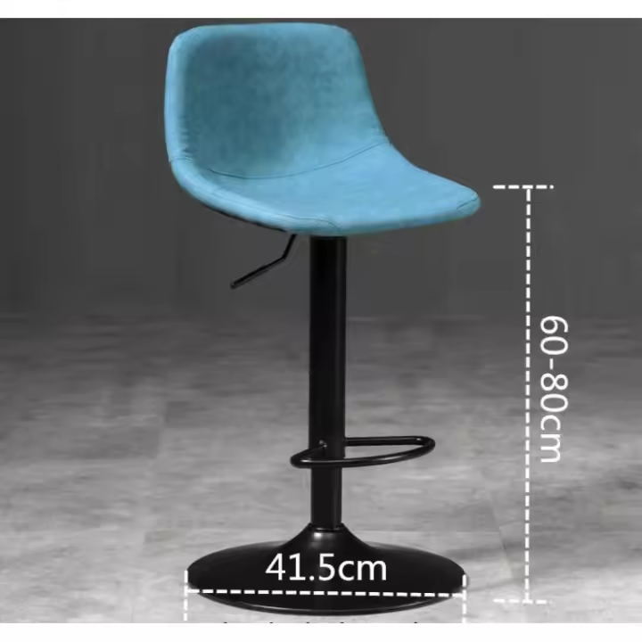 Silla giratoria de Bar alta ajustable, TABURETE asiento nórdico moderno, elevador de escritorio frontal con taburete alto, respaldo de moda, silla de Bar con patas de Metal de estilo nordic,sillas de comedor pata negro - 1