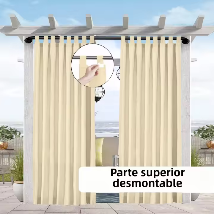 Cortina Impermeable Y Antirreflejo Para Patio Pergola Y Gazebo Con Montaje Fácil Tab Top Decorativa De 100% Poliéster - 1