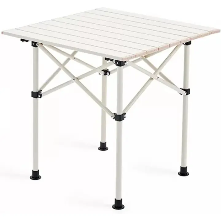 Mesa Plegable Portatil Engrosado, Para Camping, Picnic, Playa, Jardin, Terraza De Metal Esmaltado Con Efecto Madera, 51x50x50cm - 1