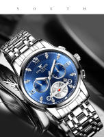 Reloj De Pulsera De Lujo Para Hombre FNGEEN Reloj De Cuarzo Resistente Al Agua En Acero Inoxidable Y Oro Estilo Business Con Display Numeral Romano - details 6
