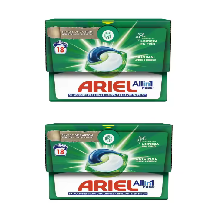 Ariel Todo En Uno Pods Regular Detergente En Cápsulas (18 + 18) Lavados, Con Lavado A 20 °C Y Perfume Duradero - 1