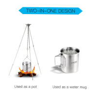 LIXADA Taza De Acero Inoxidable Portátil De 750ml Con Tapa Y Manija Plegable Para Camping Cocina Picnic Deportes Al Aire Libre - details 4
