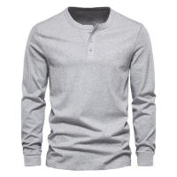 Camiseta de manga larga con cuello redondo de otoño para hombre, jersey holgado, camiseta informal de manga larga para hombre - details 42