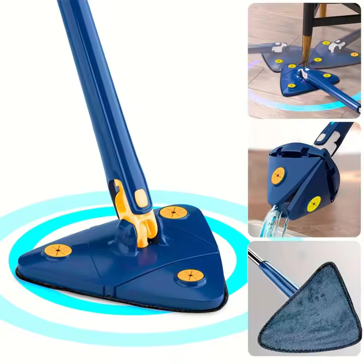 JUPPLIES Fregona Giratoria 360º Triangular Autoescurrible - Fregona Mopa para Limpiar Paredes y Azulejos - Fregona Muy Absorbente - Limpieza para Todo Tipo de Superficies - 1