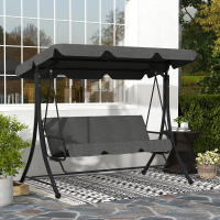 Outsunny Columpio de Jardín Exterior de 3 Plazas Balancín de Jardín Exterior con Toldo Ajustable Reposapiés Retráctil y Cojines Carga 330 kg 200x127x170 cm Gris - details 1