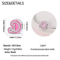 Nuevos 925 Plata Esterlina Charms Letras 26 Pigmentos Rosa Para Mujer Adecuado Para Pulseras Pandach Románticas Joyería DIY Regalo De Cumpleaños - details 15