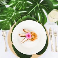 Planta Artificial De Palma Tropicales Hojas De Palmera Hawaiana Para Banquete De Verano Fiesta Jungle Adventure Boda Cumpleaños Decoración De Mesa Doméstica - details 10