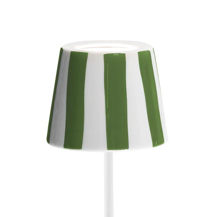 Lámpara de Mesa LED Poldina Lido de Rayas Verdes recargable y regulable con Batería de hasta 12 Horas. Para uso exterior IP65 - 1
