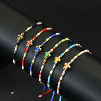 Pulsera De Hilo Fino Para Mujer Pulsera Macramé Hecha a Mano Con Cuentas De Semillas Y Tortuga Accesorio Casual De Playa Bohemia - details 2